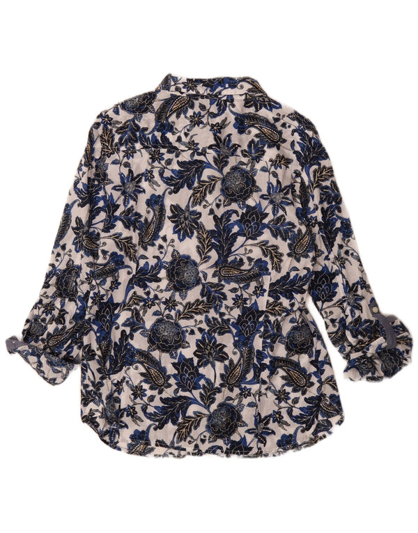 Tommy Hilfiger Dameskjorte UK 14 Medium Marineblå Blomsterbomuld