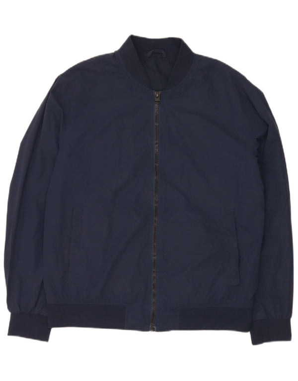 Zara Mens Bomber Jacket UK 40 Grande Poliéster Azul Marinho