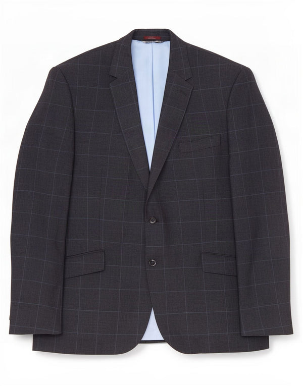 Jaqueta blazer masculina de 2 botões Marks & Spencer Reino Unido 44 XL azul marinho xadrez linho