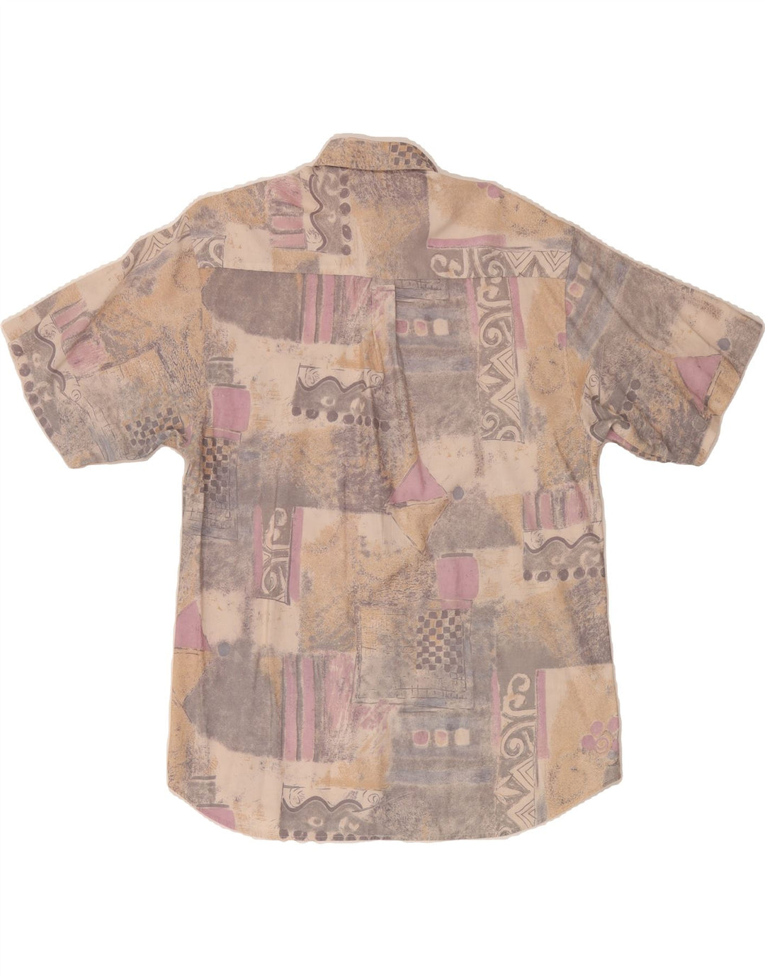 CLUB D'AMINGO Mens Short Sleeve Shirt Size 39/40 Medium Beige Patchwork Vintage Club D'Amingo and Second-Hand Club D'Amingo from Messina Hembry 