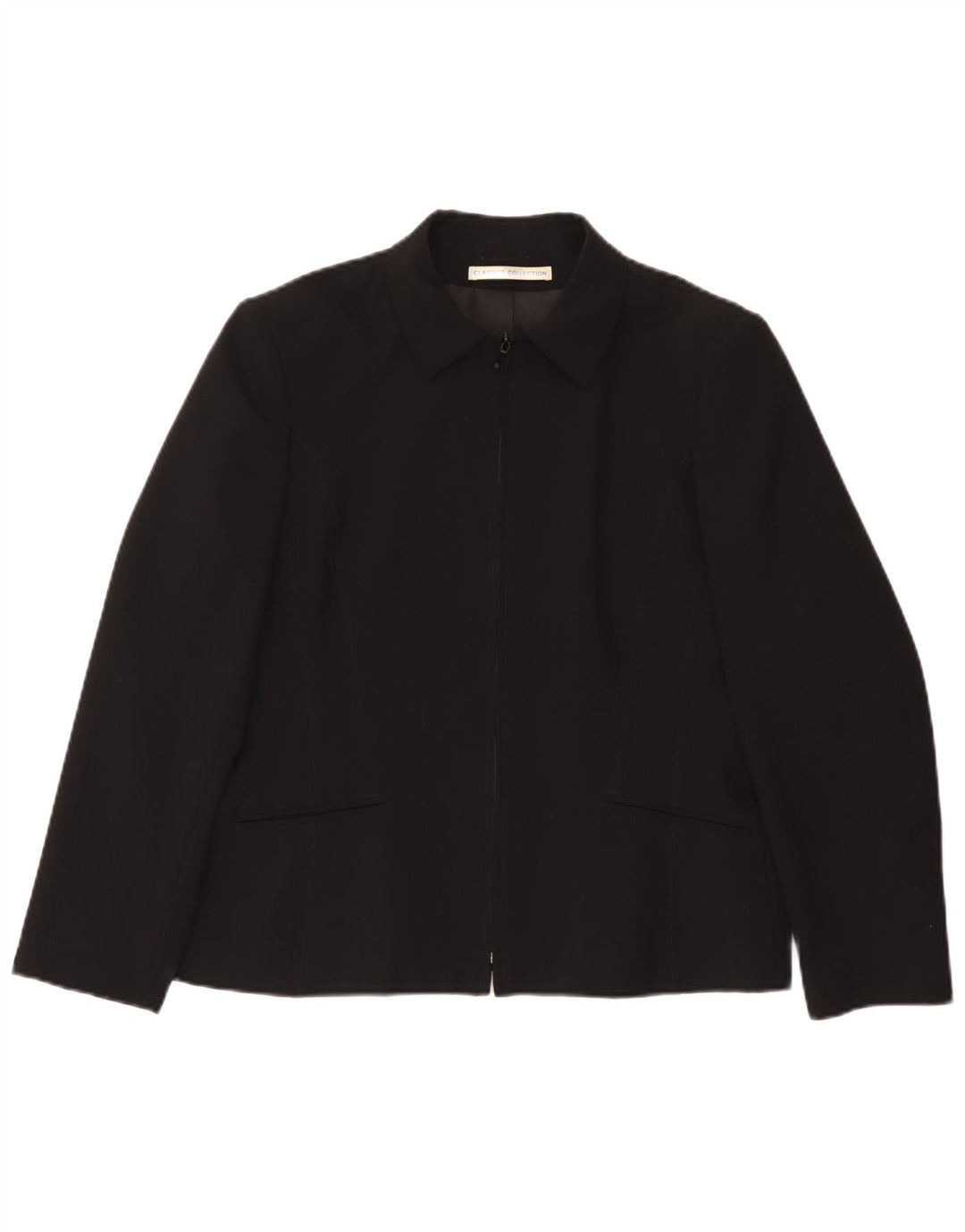 Vintage Womens Full Zip Blazer Jacket UK 16 Large Black