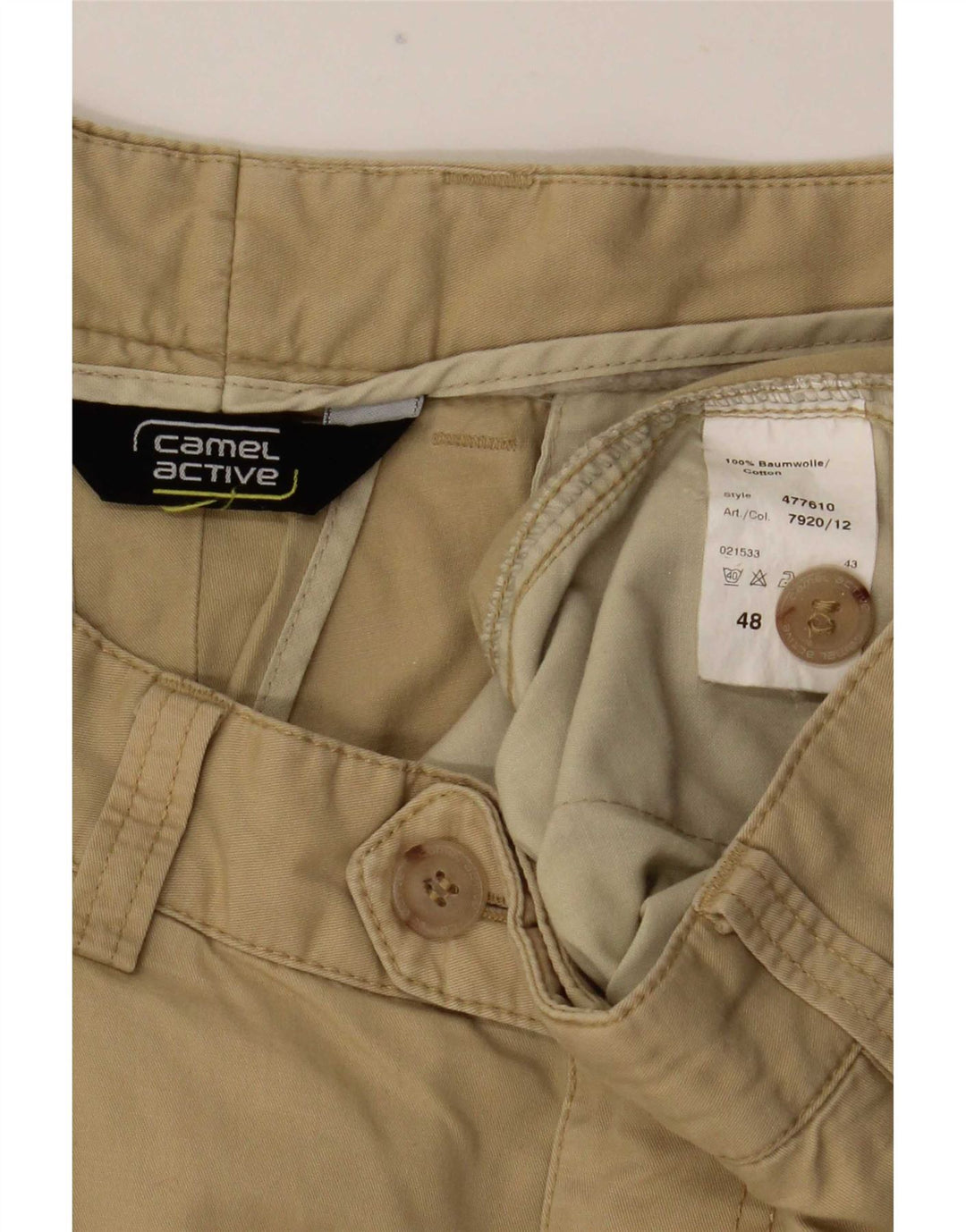 Camel Active Mens Pegged Suit Trousers EU 48 Medium W33 L32 Beige Cotton