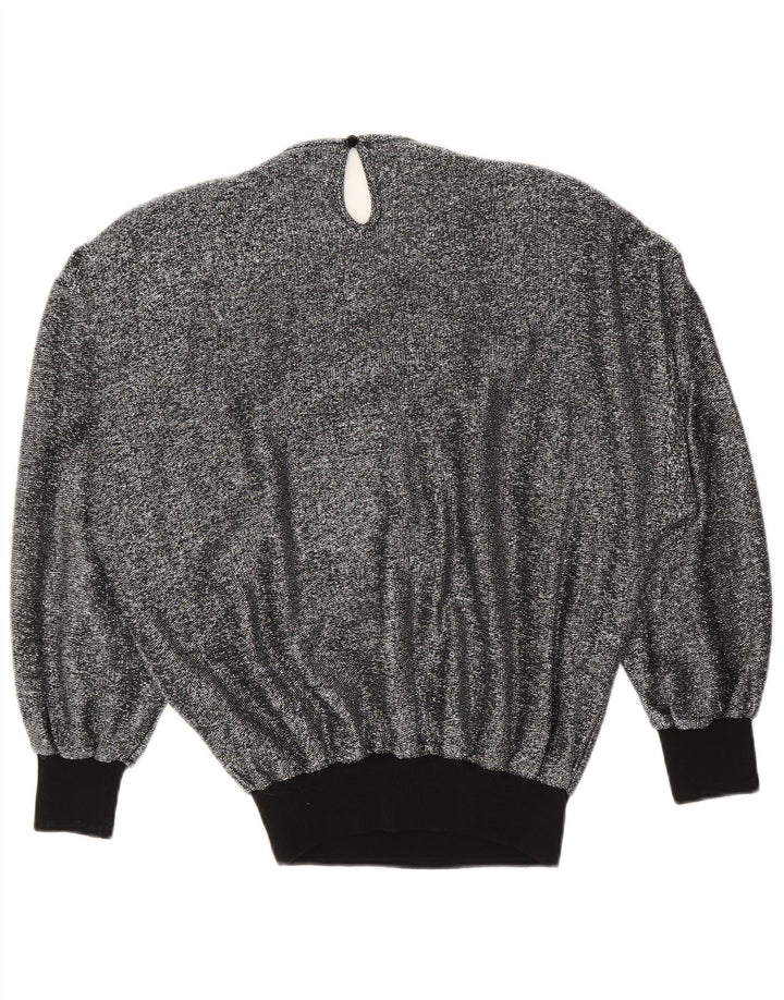 Vintage Damen Bluse Top UK 16 Groß Silber