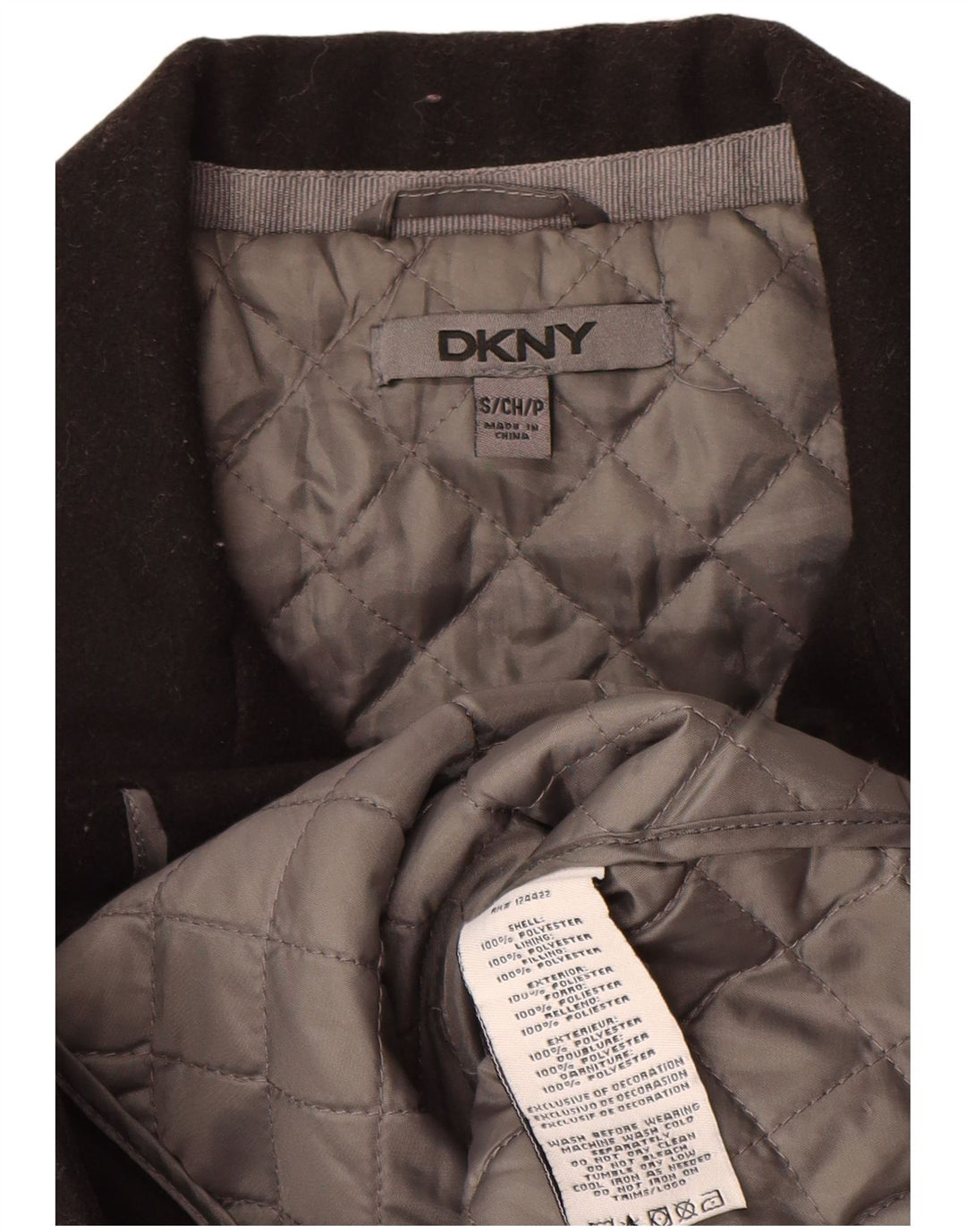 Dkny Womens Pea Coat UK 10 Small Black Colourblock Polyester