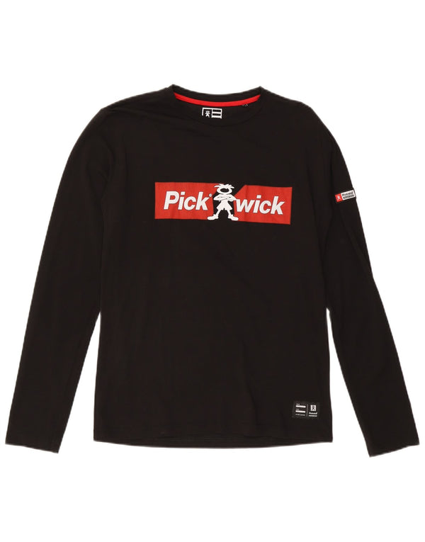 Pickwick Mens Graphic Top Long Sleeve Medium Black Cotton
