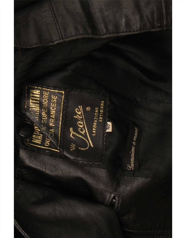 Vintage dobbeltradet læderjakke til kvinder IT 46 Large Black