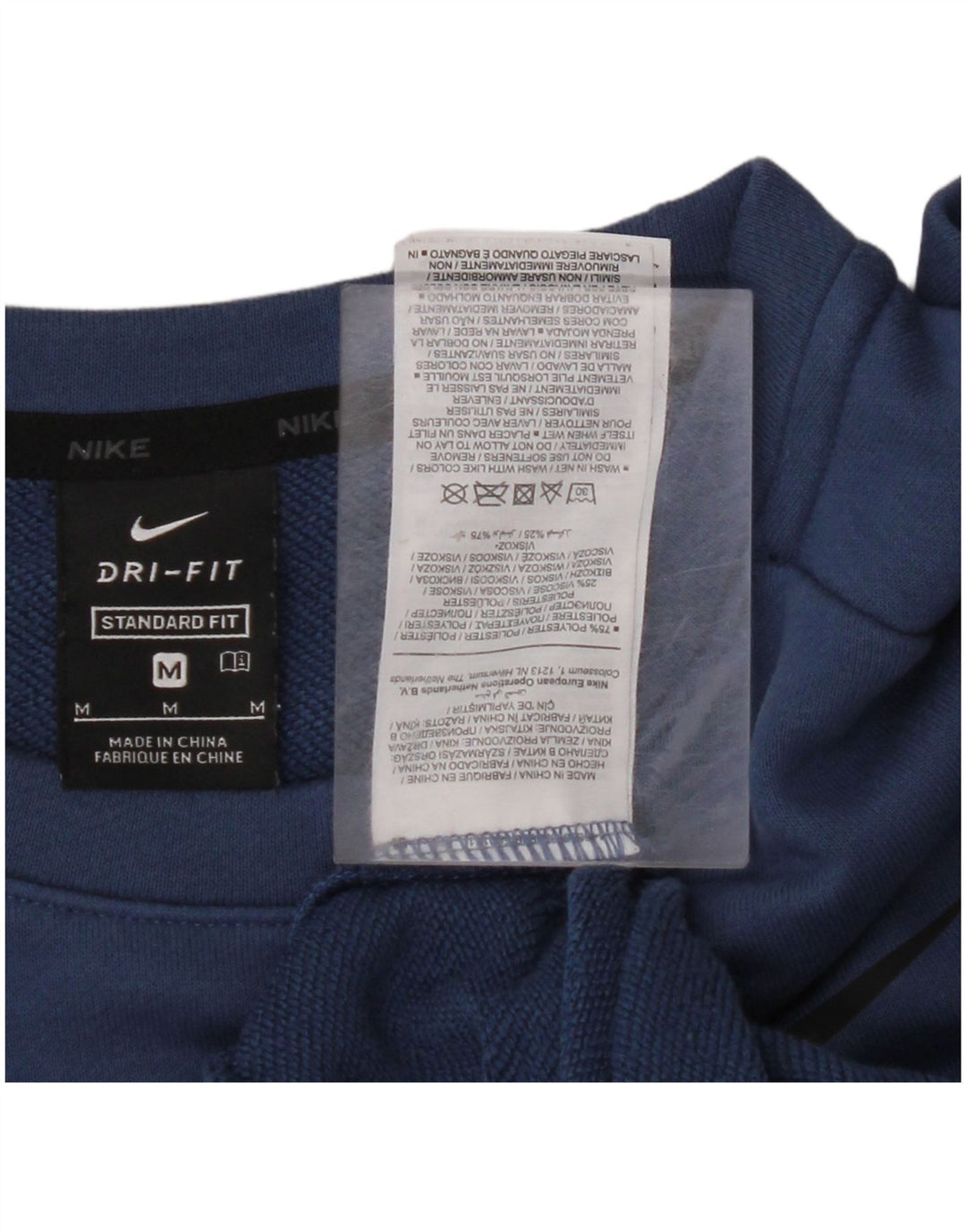 NIKE Mens Dri Fit Standard Fit Sweatshirt Jumper Medium Blue Polyester