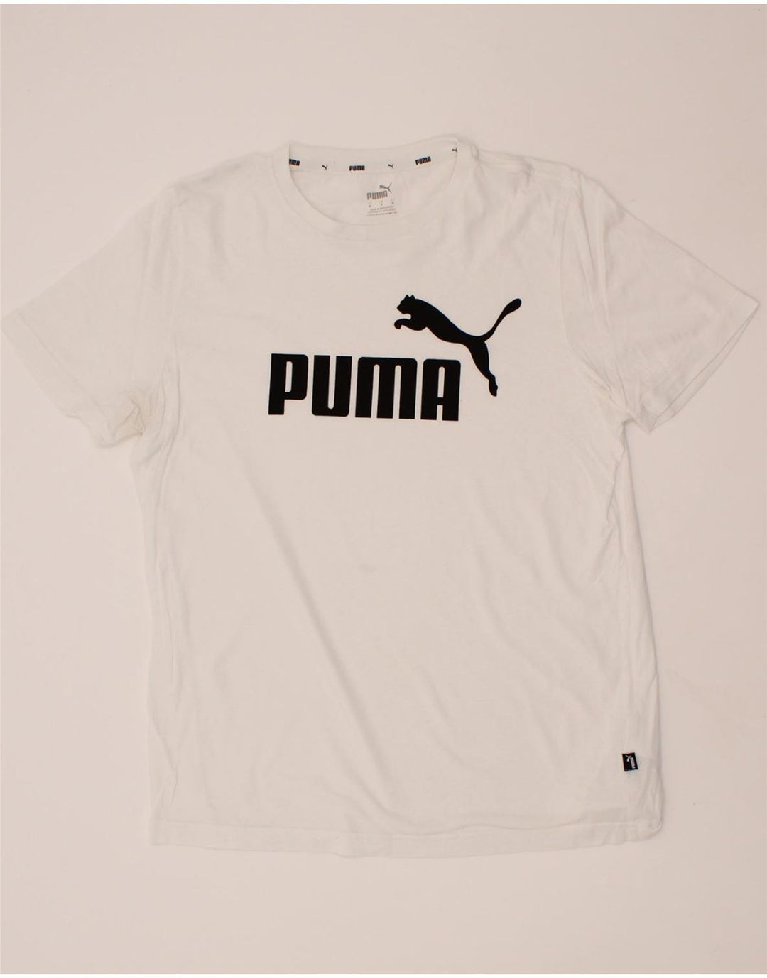 PUMA Mens Graphic T-Shirt Top Medium White Cotton Vintage Puma and Second-Hand Puma from Messina Hembry 