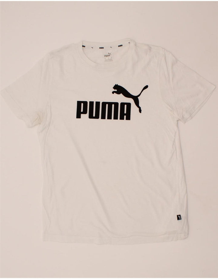 PUMA Mens Graphic T-Shirt Top Medium White Cotton Vintage Puma and Second-Hand Puma from Messina Hembry 