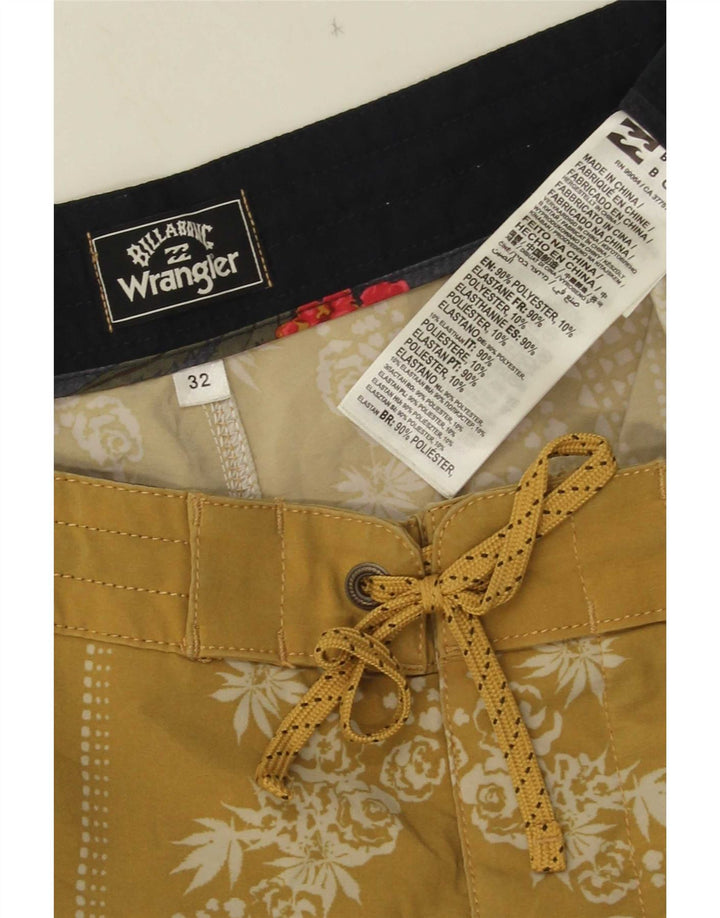 Wrangler Mens Swimming Shorts Medium Yellow Floral Polyester