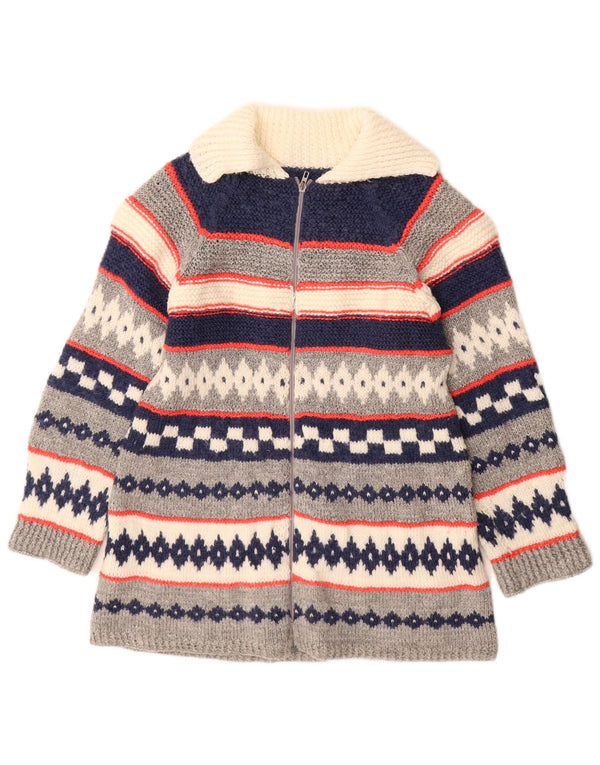 Vintage Womens Cardigan Sweater UK 12 Medium Grey Geometric