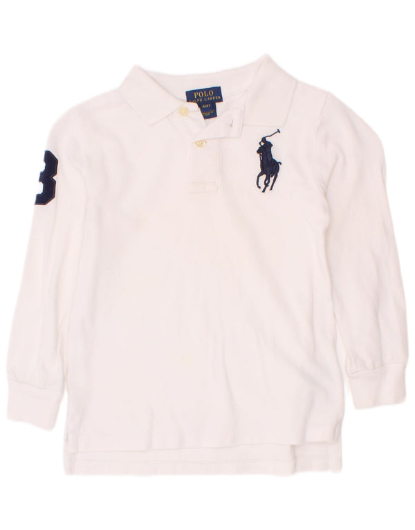 Polo Ralph Lauren Boys Grafikus hosszú ujjú ing, 3-4 éves fehér pamut