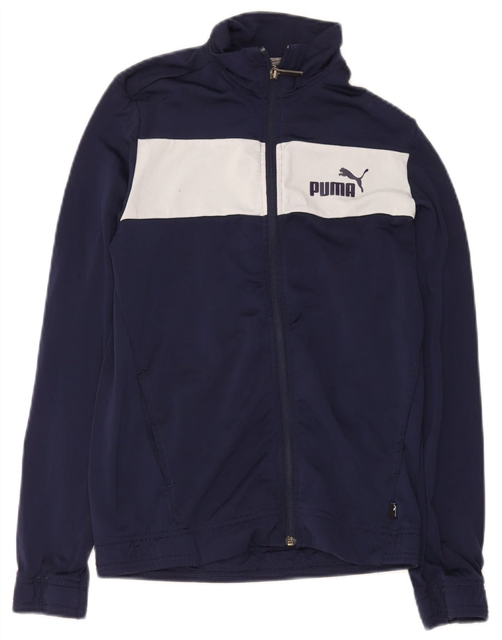 Giacca da tuta da ragazzo Puma 13-14 anni in poliestere color block blu navy