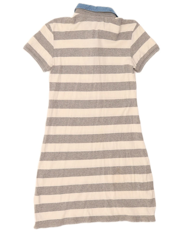 Champion Womens Heritage Fit Polo Dress UK 14 Large Grey Striped