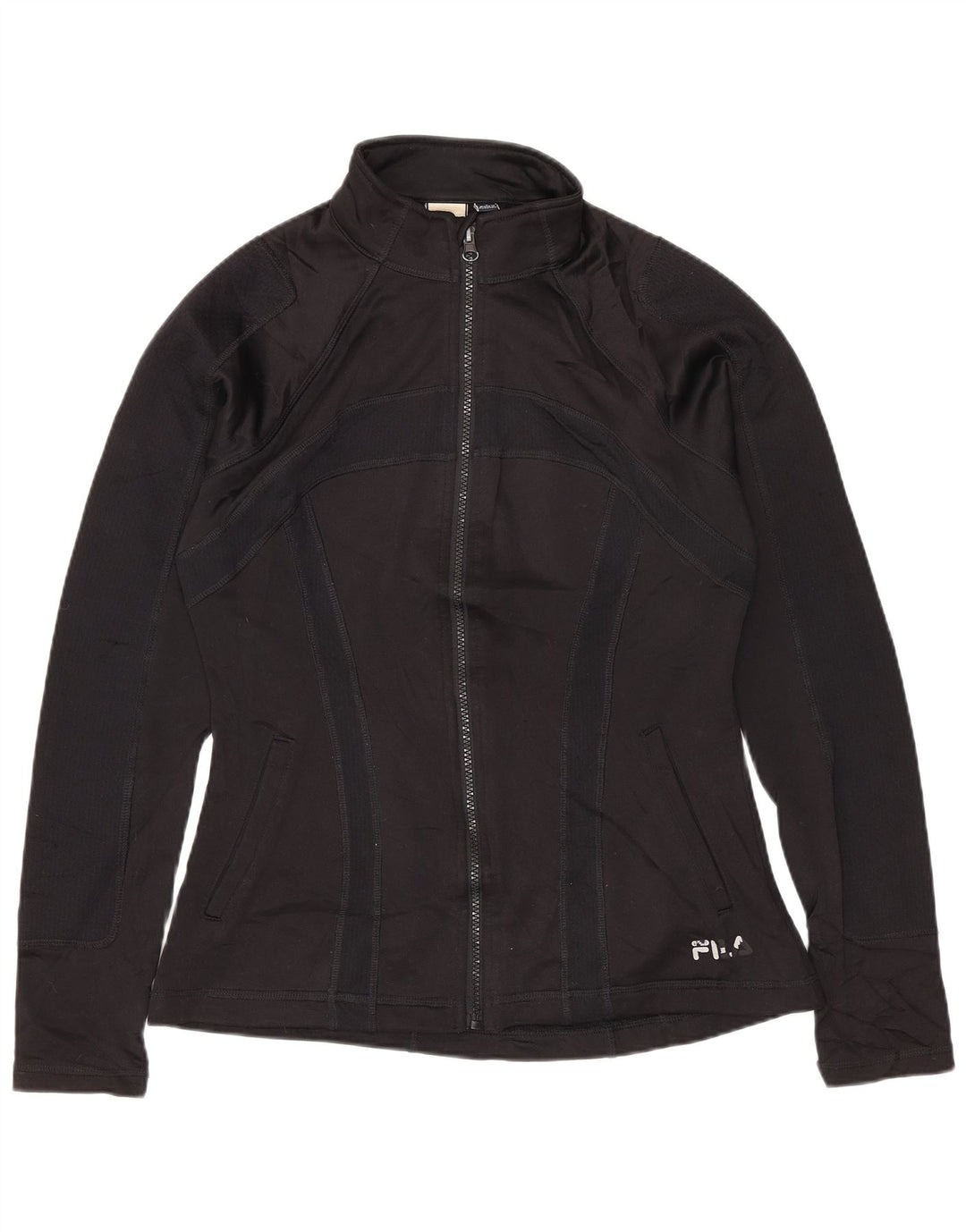 FILA Womens Tracksuit Top Jacket UK 10 Small Black Polyester