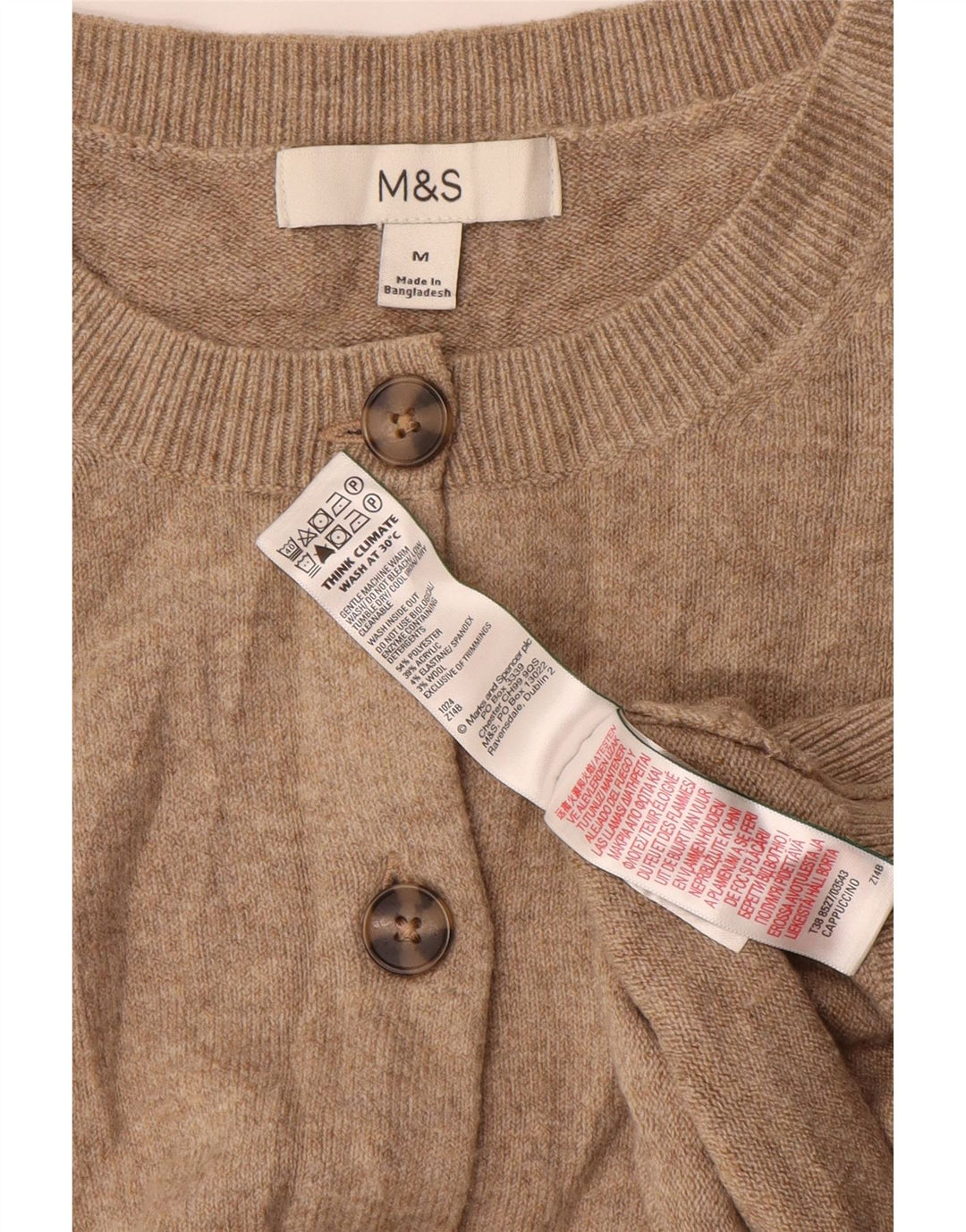 Marks & Spencer Womens Oversized Cardigan Sweater UK 14 Medium Beige