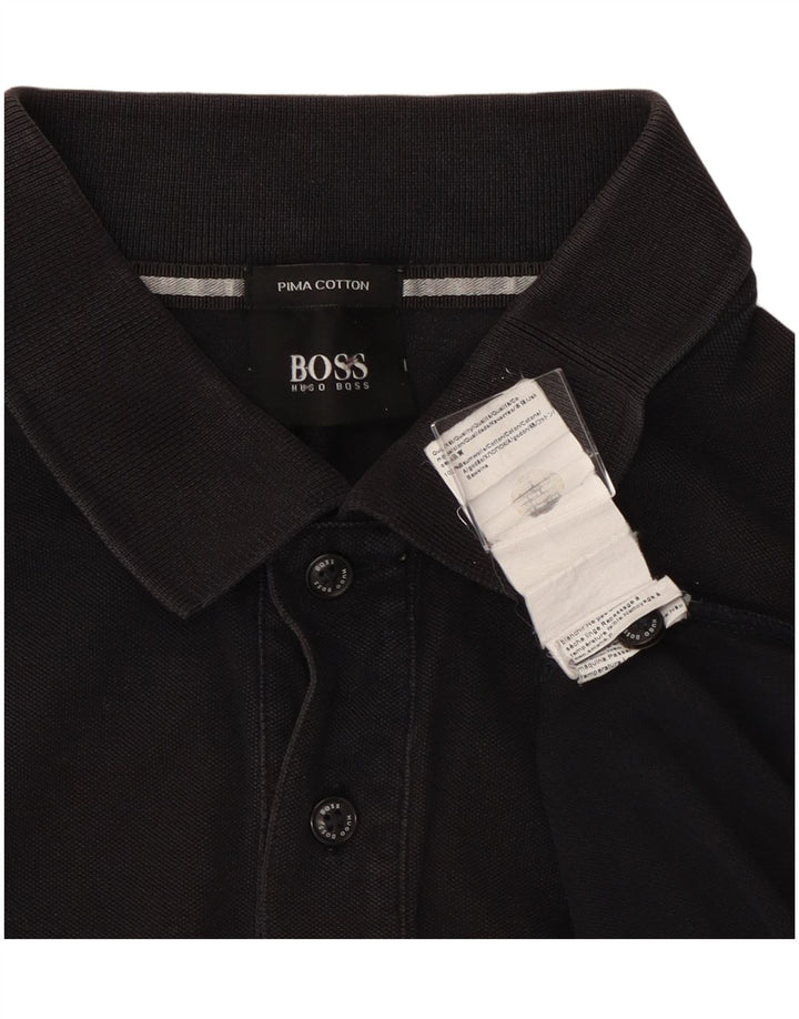 Hugo Boss Mens Polo Shirt Medium Black Cotton