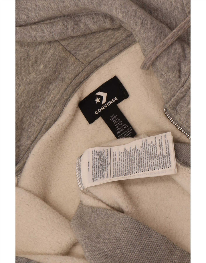 Converse Mens Zip Hoodie Sweater Large Grey Cotton