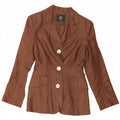 Jaqueta blazer vintage feminina com 3 botões Reino Unido 10 pequena marrom