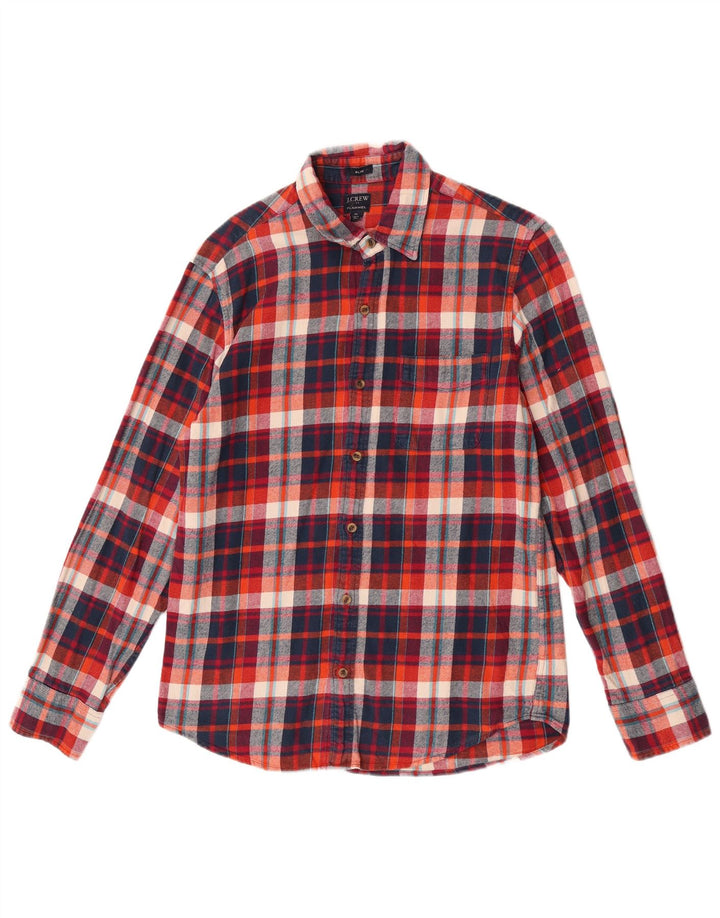 J. Crew Camicia da uomo slim in flanella di cotone a quadri rosso medio