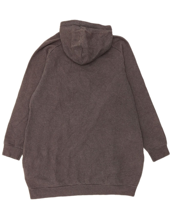 Puma Womens Longline Graphic Hoodie Jumper UK 14 Medium Grey Cotton