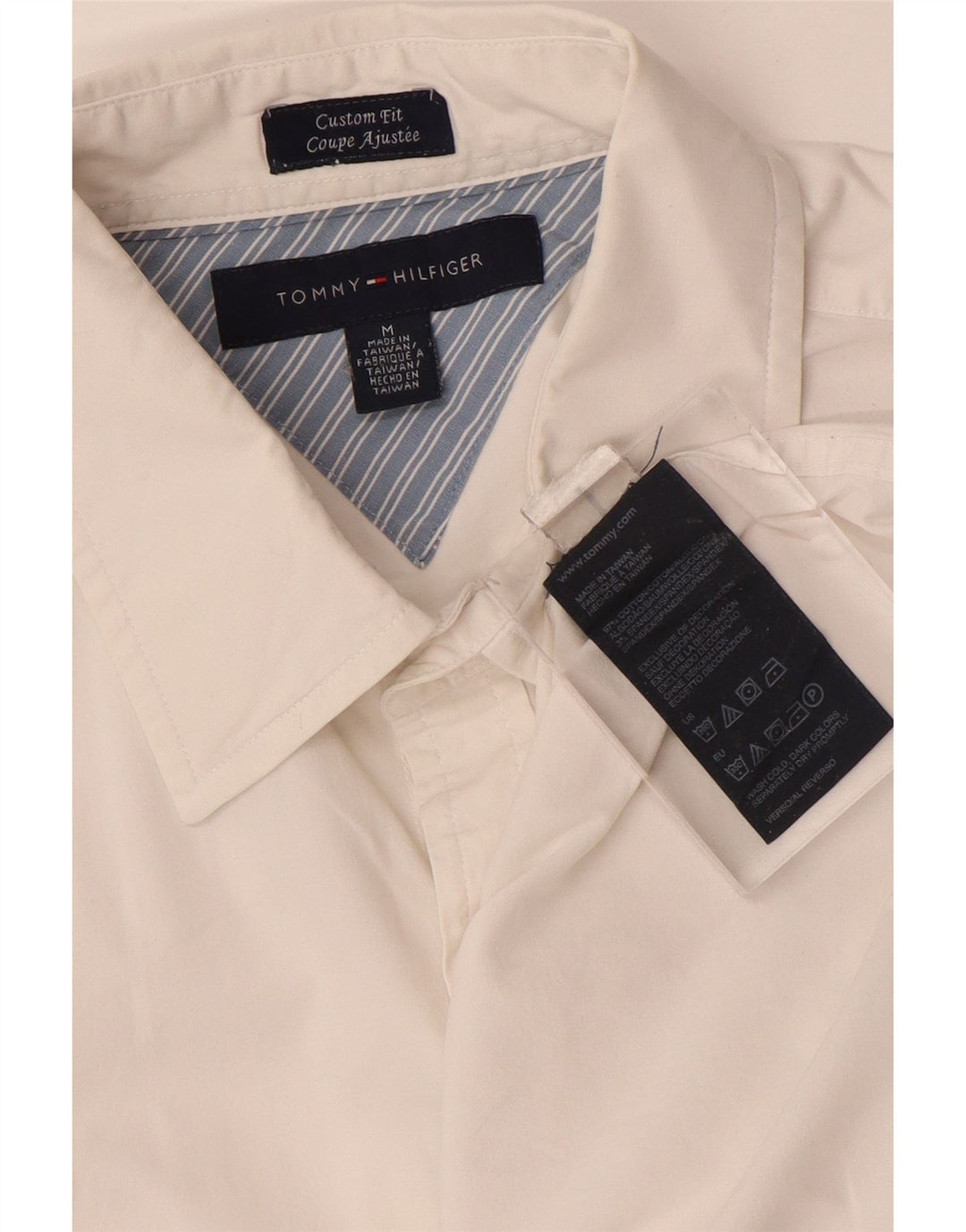Męska koszula o dopasowanym kroju TOMMY HILFIGER, średnia, biała bawełna