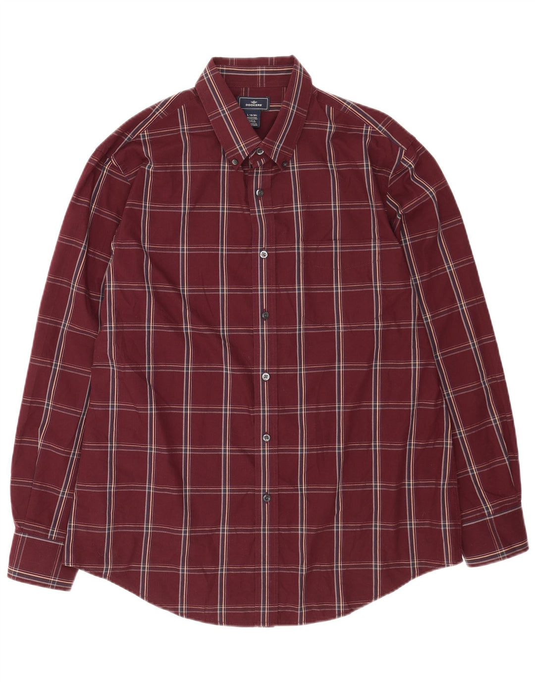 Dockers Mens Shirt Size 16 16 1/2 Large Red Check Cotton