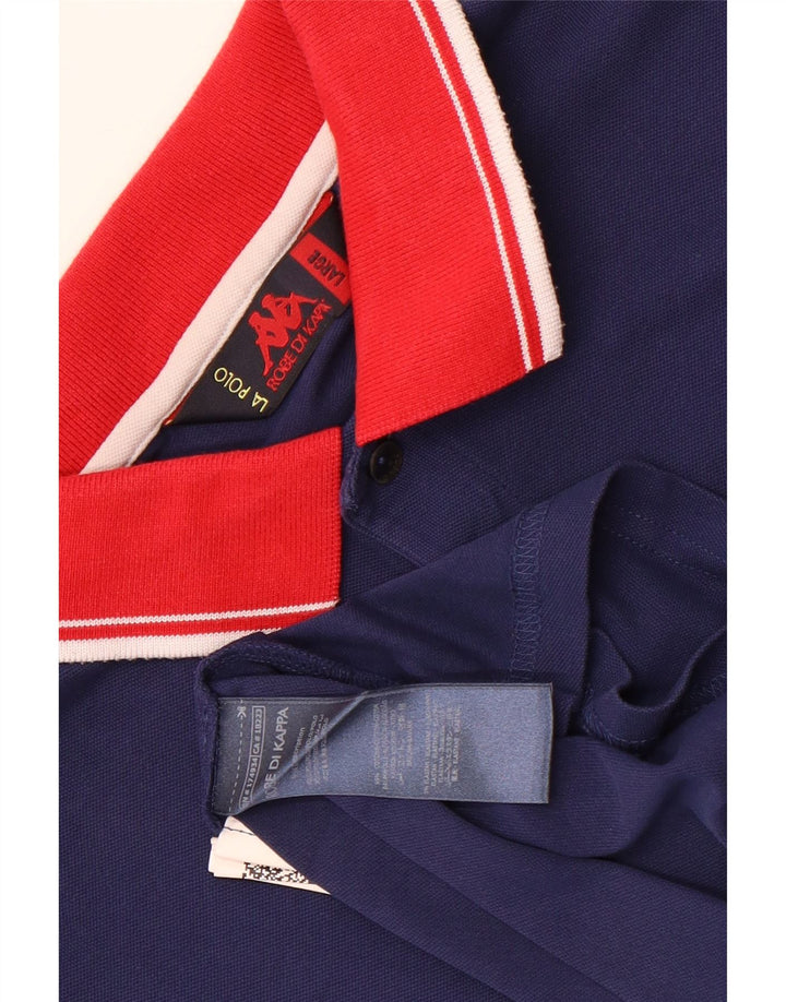 Kappa Mens Polo Shirt Large Navy Blue Cotton