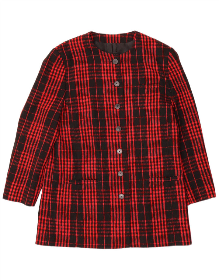 Gerry Weber Sacou blazer pentru femei cu 7 nasturi UK 12 Medium Red Check Wool