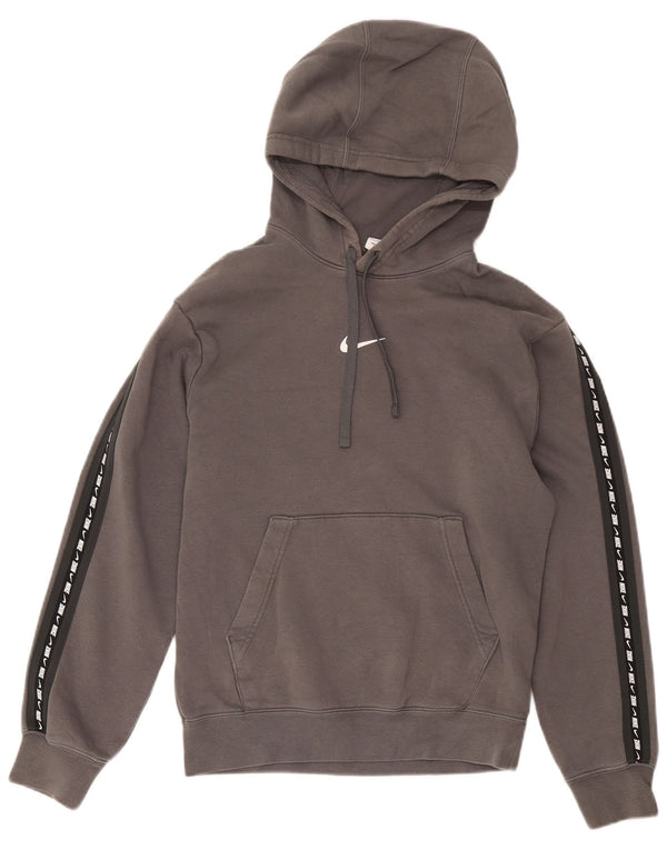 Nike Mens Graphic Hoodie Jumper XS Grey Colourblock Cotton