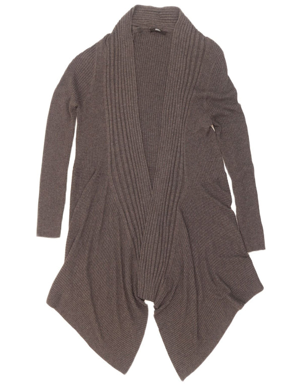 Maglione cardigan aperto asimmetrico da donna Marks & Spencer UK 8 piccolo grigio