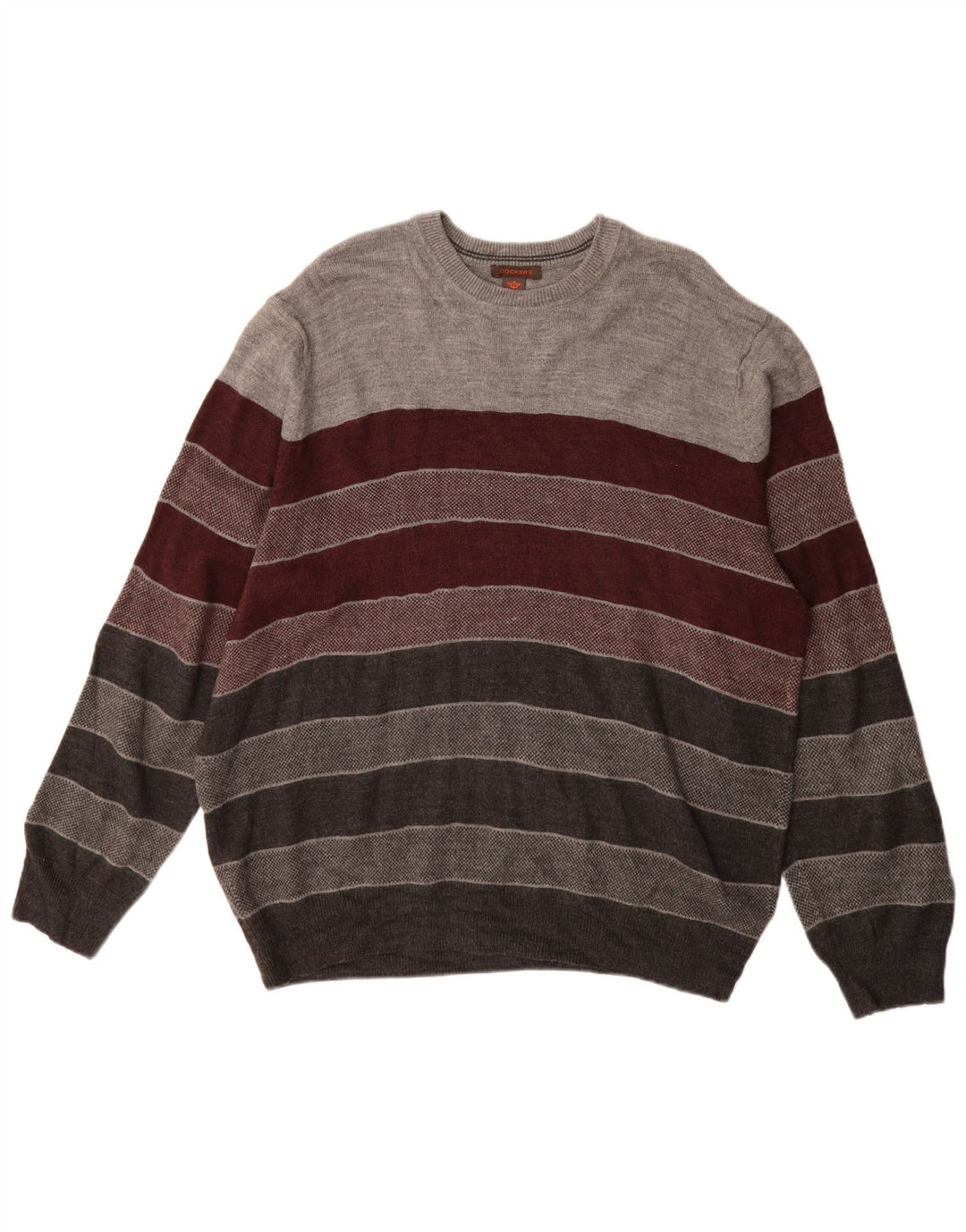 Dockers Mens Crew Neck Jumper Sweater XL Multicoloured Striped Acrylic