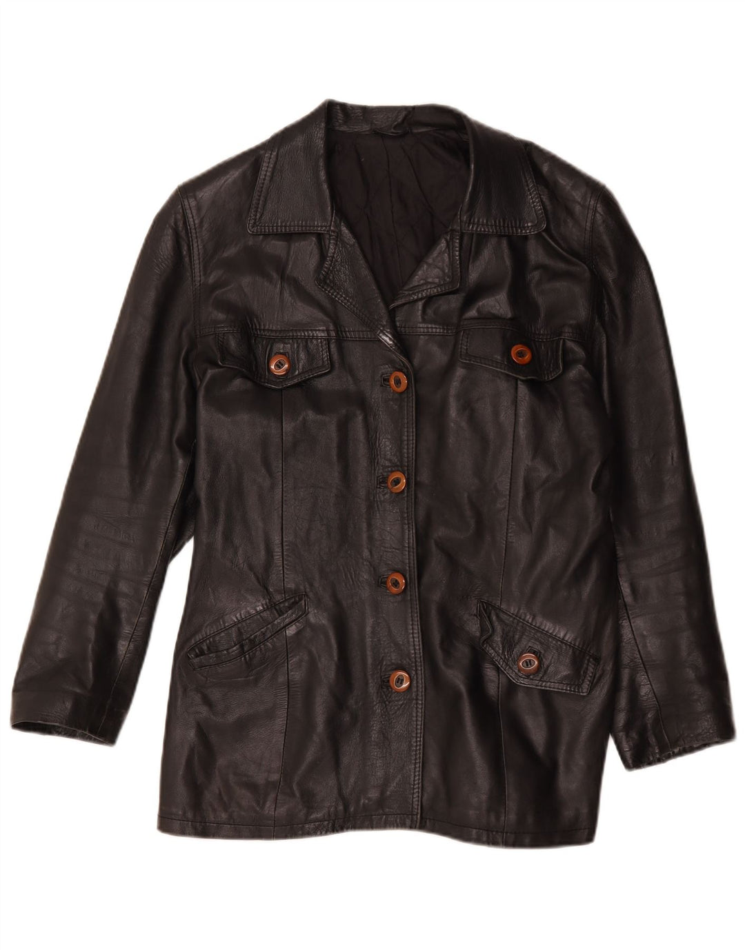Vintage mujer chaqueta de cuero Reino Unido 16 grande negro