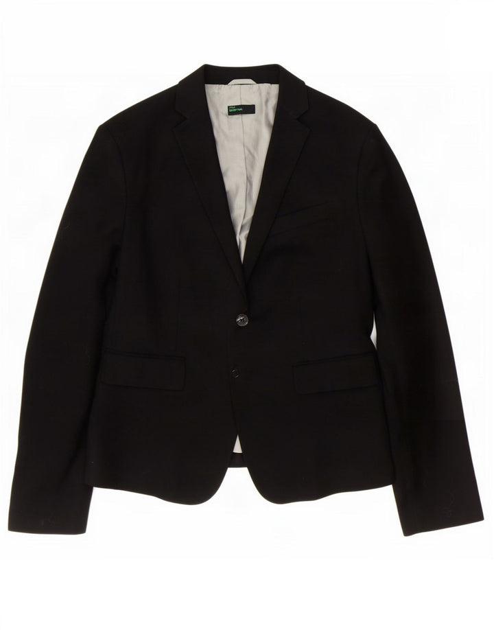 Giacca Blazer a 2 Bottoni da Donna Benetton IT 48 XL Poliestere Nero