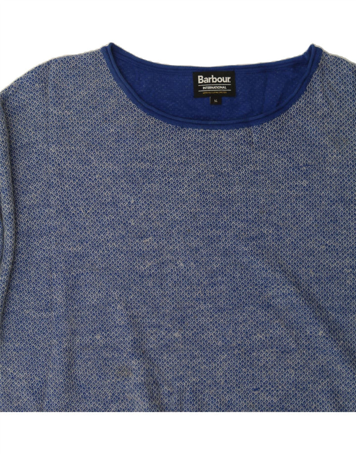 BARBOUR Womens Oversized T-Shirt Top UK 14 Large Blue Polyamide Vintage Barbour and Second-Hand Barbour from Messina Hembry 