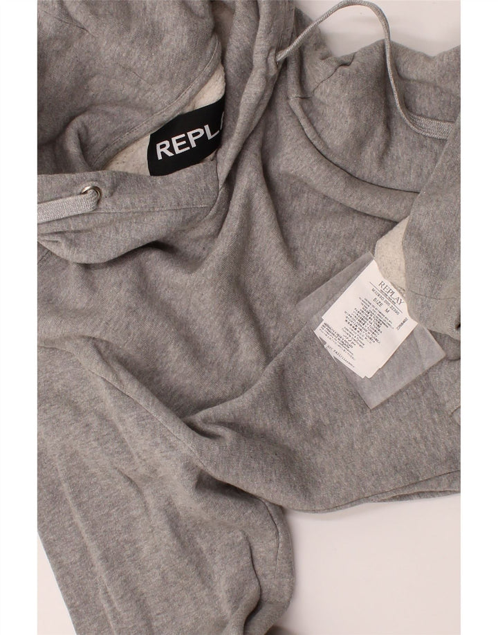 REPLAY Mens Hoodie Jumper Medium Grey Cotton Vintage Replay and Second-Hand Replay from Messina Hembry 