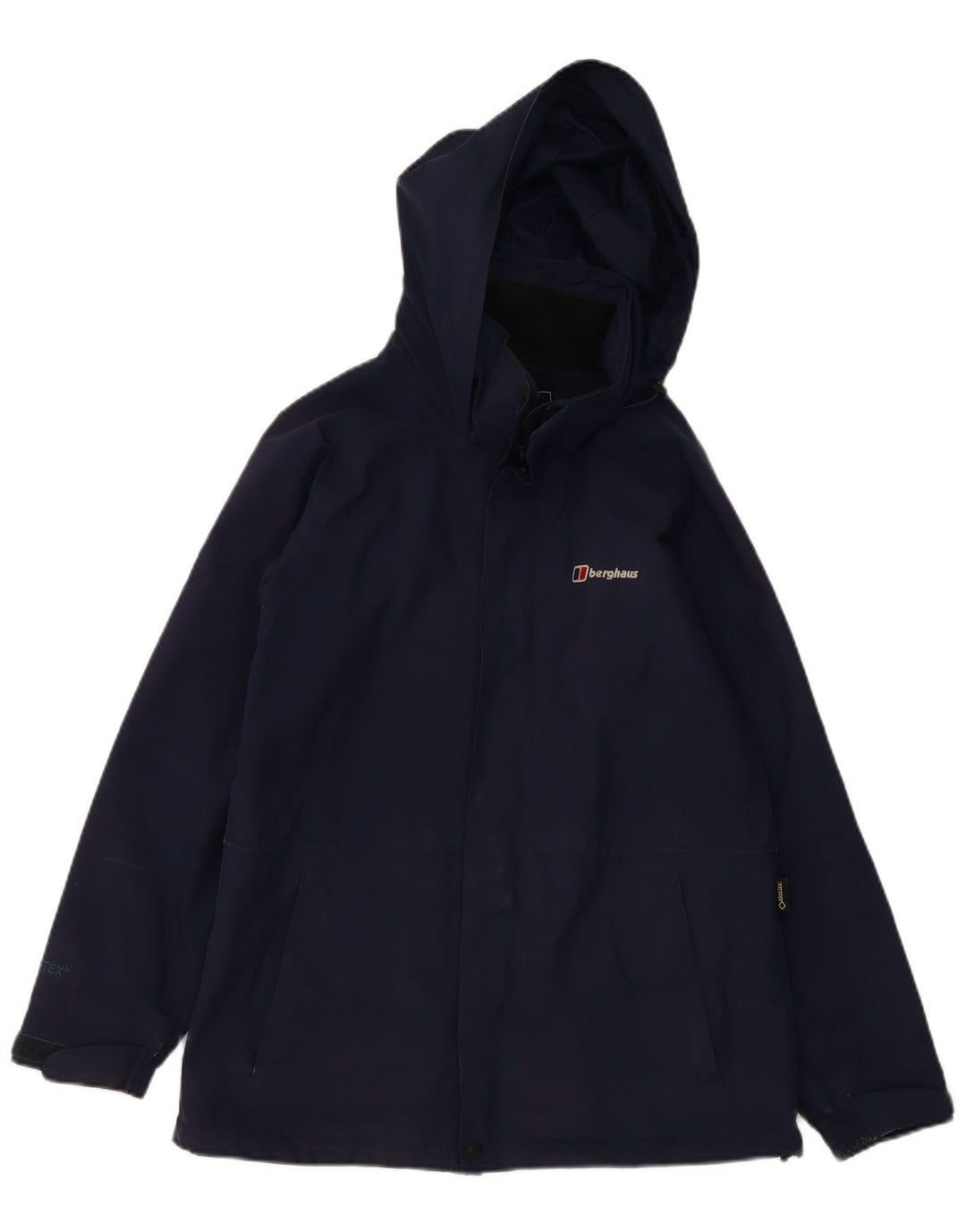 BERGHAUS Womens Hooded Rain Jacket UK 12 Medium Navy Blue Polyester