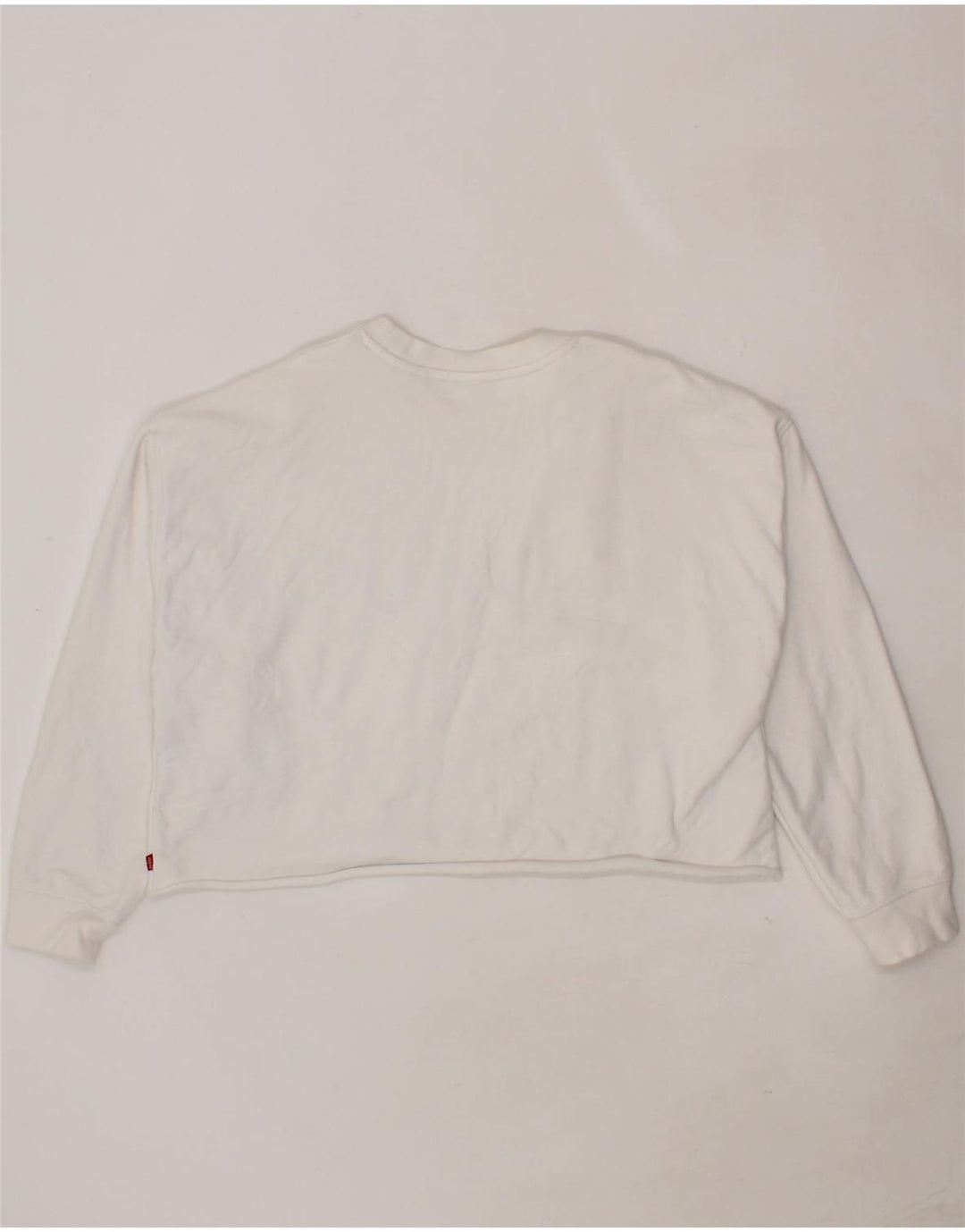 LEVI'S Womens Crop Oversized Sweatshirt Jumper UK 16 Large White Cotton Vintage Levi's and Second-Hand Levi's from Messina Hembry 
