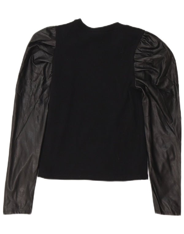 Zara Womens Long Sleeve Blouse Top UK 12 Medium Black Polyester