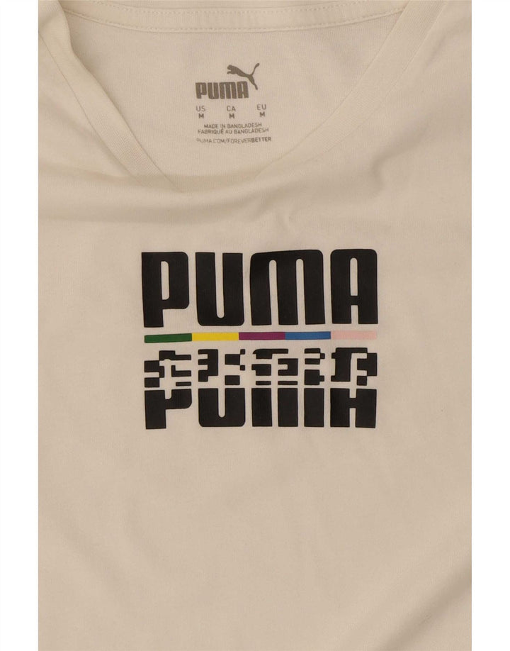 Puma Mens Graphic T-Shirt Top Medium White