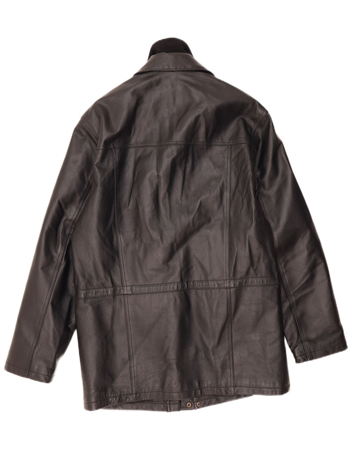 IN EXTENSO Mens Leather Jacket UK 38 Medium Black Leather