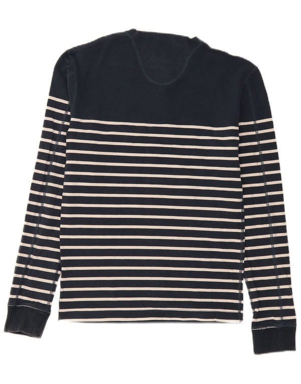 Superdry Uomo Regular Top Manica Lunga Cotone Medio a Righe Blu Navy