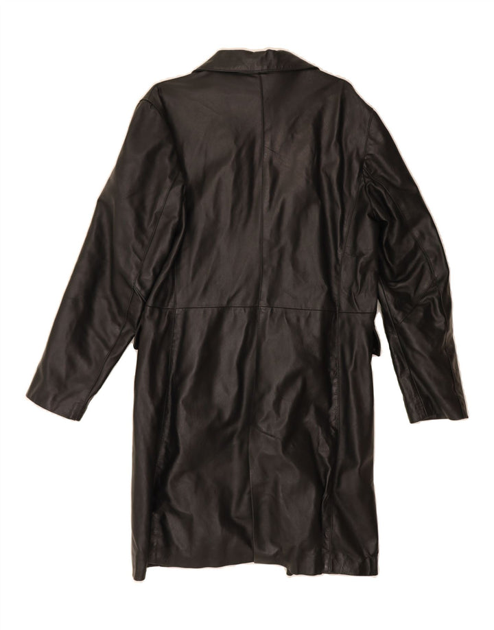 VINTAGE Womens Leather Coat UK 14 Medium Black Leather Vintage Vintage and Second-Hand Vintage from Messina Hembry 