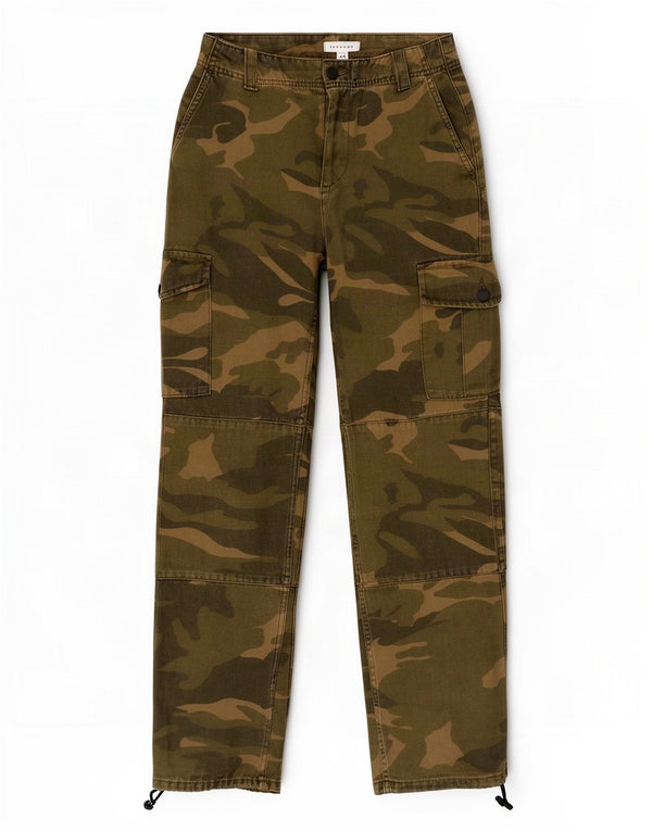 Topshop Женские брюки-карго для джоггеров UK 8 Small W26 L28 Хаки Камуфляж