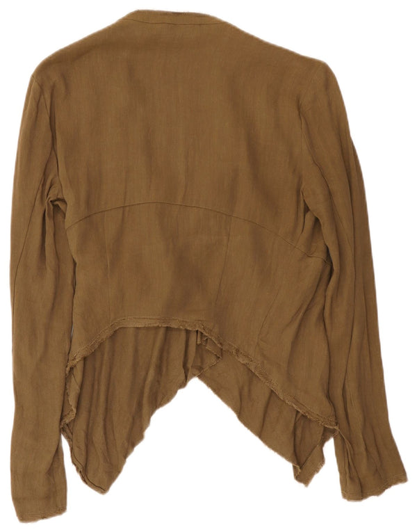 Zara Womens Crop Asymétrique Wrap Shirt Blouse UK 10 Petit Kaki Colorblock