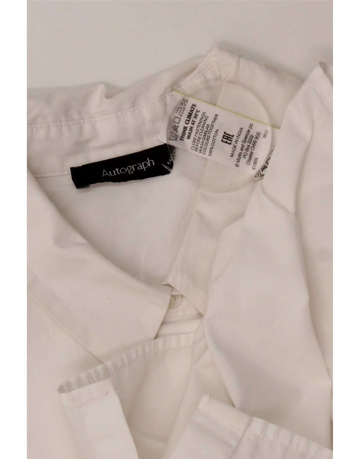 Marks & Spencer Womens Autograph Shirt Blouse UK 12 Medium White Cotton
