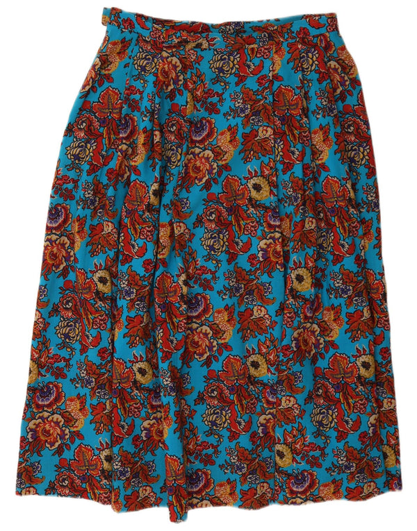 Country Casuals Damen-Faltenrock mit hoher Taille, UK-Größe 46, Größe L W32, blaues Blumenmuster