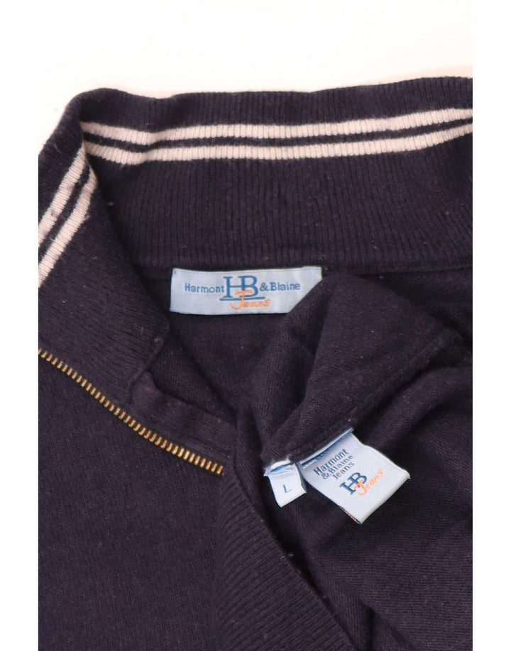 Harmont & Blaine Mens Zip Neck Jumper Sweater Large Navy Blue