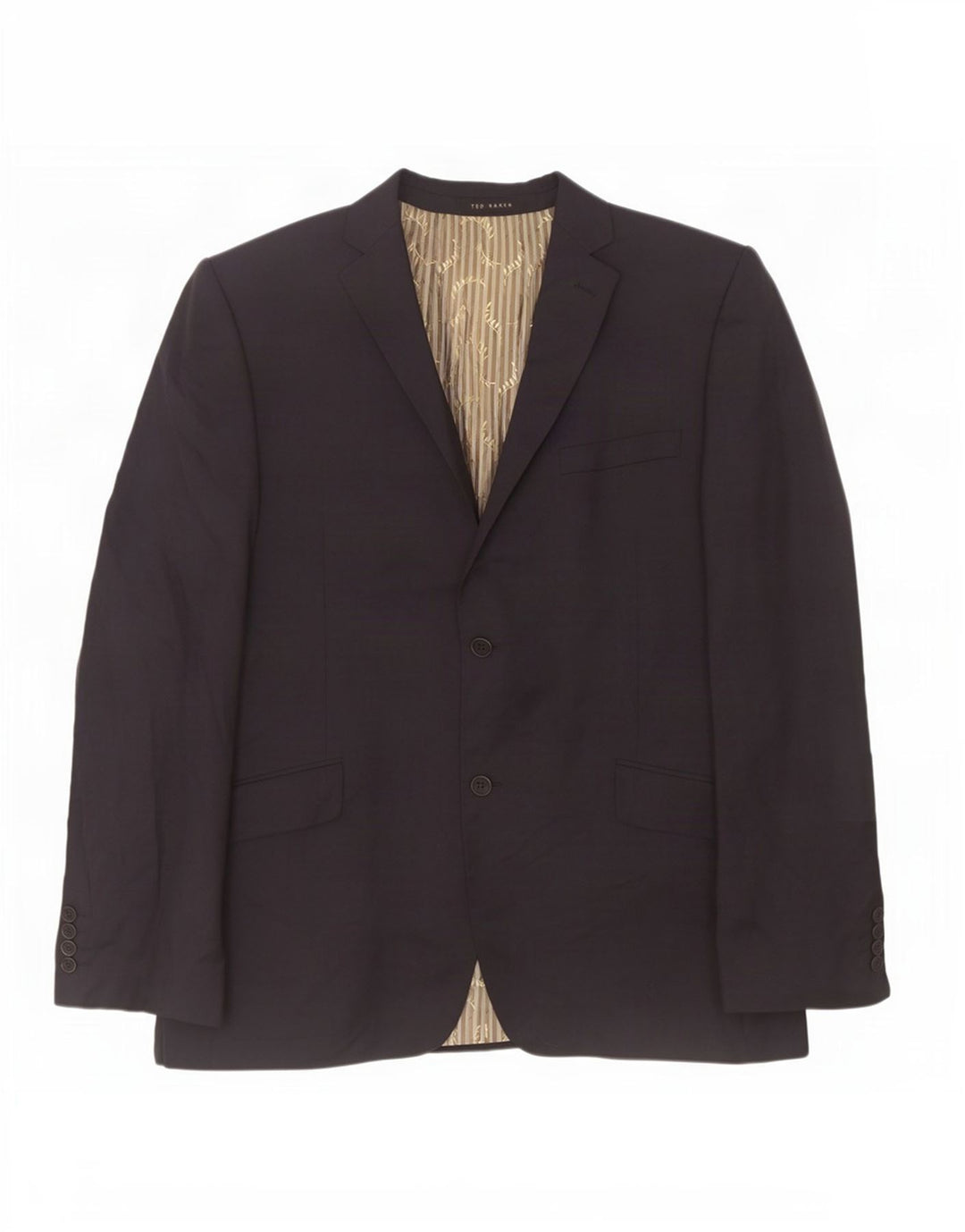 Jaqueta blazer masculina de 2 botões Ted Baker Reino Unido 44 2XL lã azul marinho