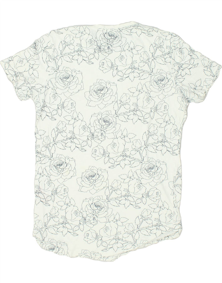 JACK & JONES Womens Graphic T-Shirt Top UK 16 Large White Floral Cotton | Vintage Jack & Jones | Thrift | Second-Hand Jack & Jones | Used Clothing | Messina Hembry 